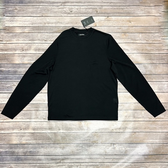 Naadam Black Ultralight Crew Neck Long Sleeve Wool Blend T Shirt NWT Small Mens - Picture 2 of 10